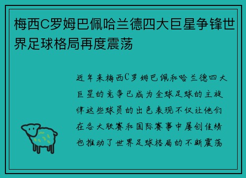 梅西C罗姆巴佩哈兰德四大巨星争锋世界足球格局再度震荡